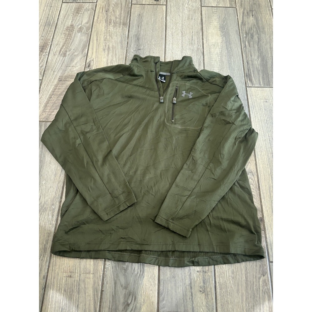 Under Armour Men's XL Olive Green 1/4 Zip Pullover Activewear Top Mock Neck